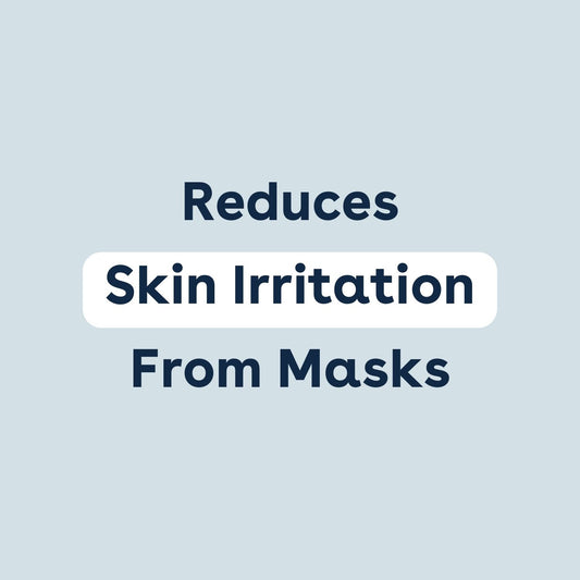 Text reading Reduces Skin Irritation From Masks for the Sound Sleep Guru Sleep Ritual Cleanser