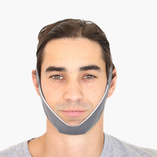 Lofta Premium CPAP Chin Strap on grey background.