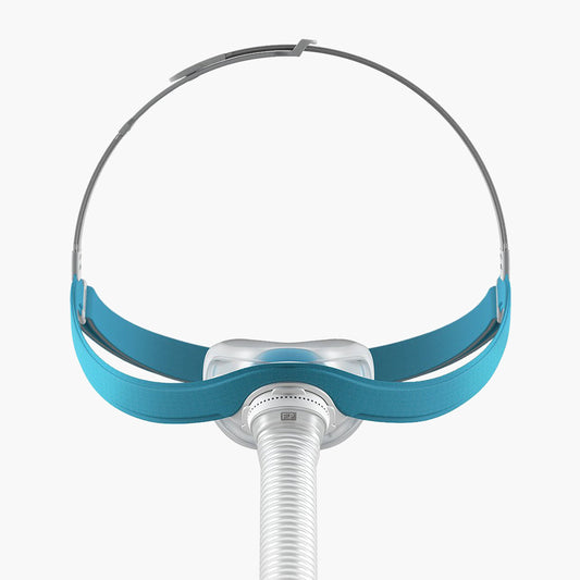 F&P Evora Nasal Mask on grey background.