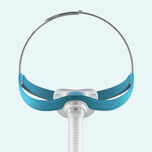 F&P Evora Nasal Mask on light blue background.