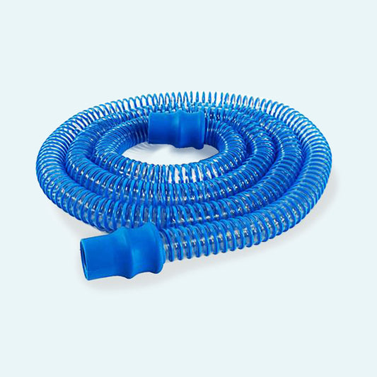 Healthy Hose Pro Anti Microbial CPAP Tube on light blue background.