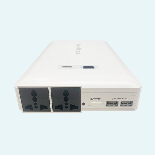 Lofta Explore 8000 CPAP Battery Power Station on light blue background.