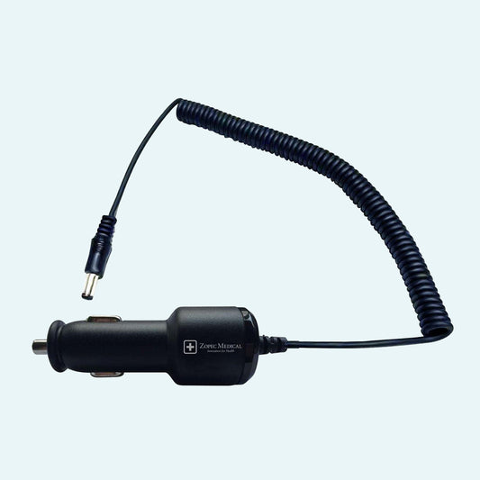 Lofta Explore Car Charger (DC-DC) for All Explore Battery Power Stations on light blue background.