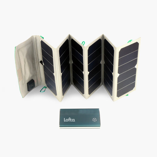Medistrom 50W Solar Charging Panel for Pilot-24 Lite Battery Pack on grey background.