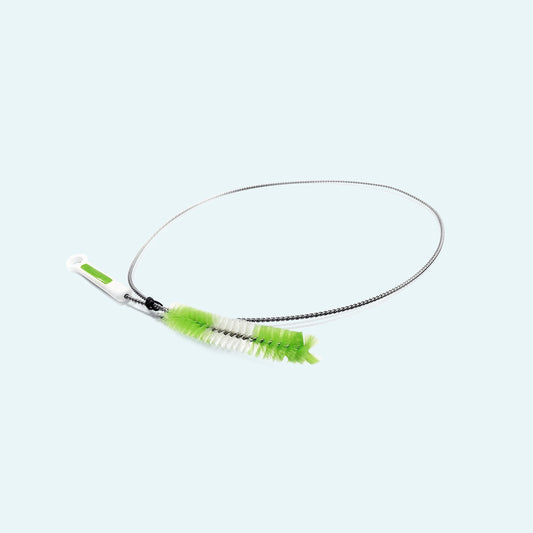 Purdoux CPAP Premium Hose Cleaning Brush on light blue background.