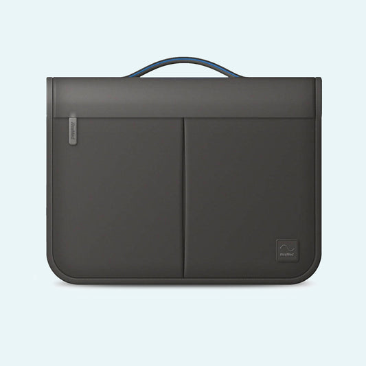 ResMed AirSense™ 10 and AirCurve™ 10 CPAP Machine Deluxe Travel Bag on light blue background.