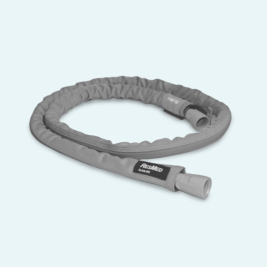 ResMed SlimLine™ Tubing Soft Cloth Tubing Wrap on light blue background.