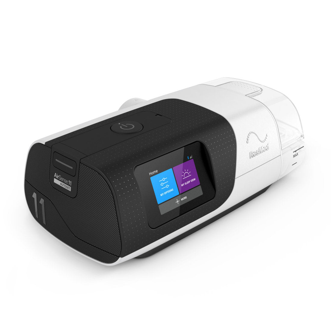 Side front view of the ResMed AirSense 11 CPAP machine